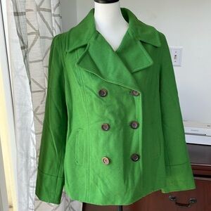 Women’s Old Navy Green Peacoat Wool blend coat size Large